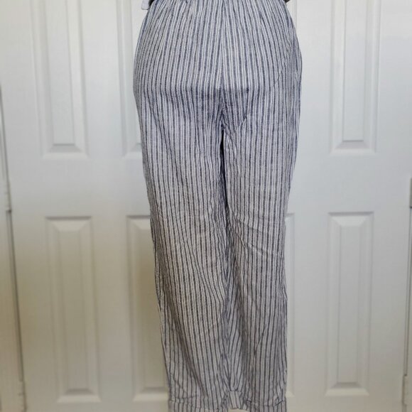 American Eagle Striped Linen Drawstring Waist Pants Small - Picture 5 of 14